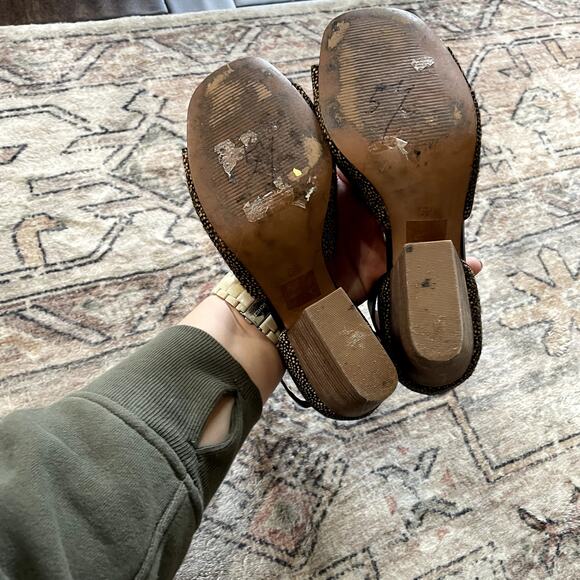 Madewell Alena Spotted Calf Hair Heeled Sandal in Leather Size 6.5 - Picture 8 of 10